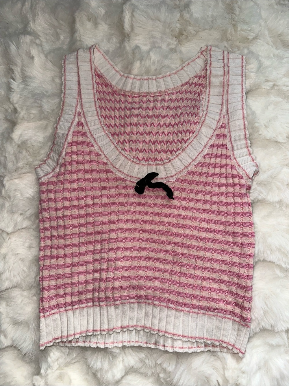 Women's Soft Dainty Knit Pink and White Essential Stylish Tank Top